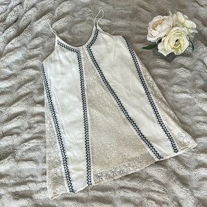J.O.A. Spaghetti Strap A-Line Mini Embroidered Dress XS